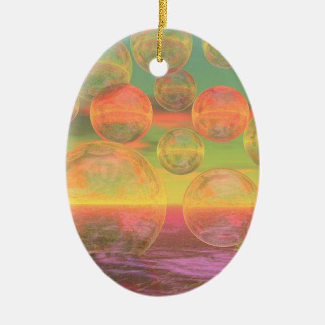 Autumn Ruminations – Gold & Rose Glory Ceramic Tree Decoration (Front)