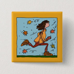 autumn runner (woman) 15 cm square badge