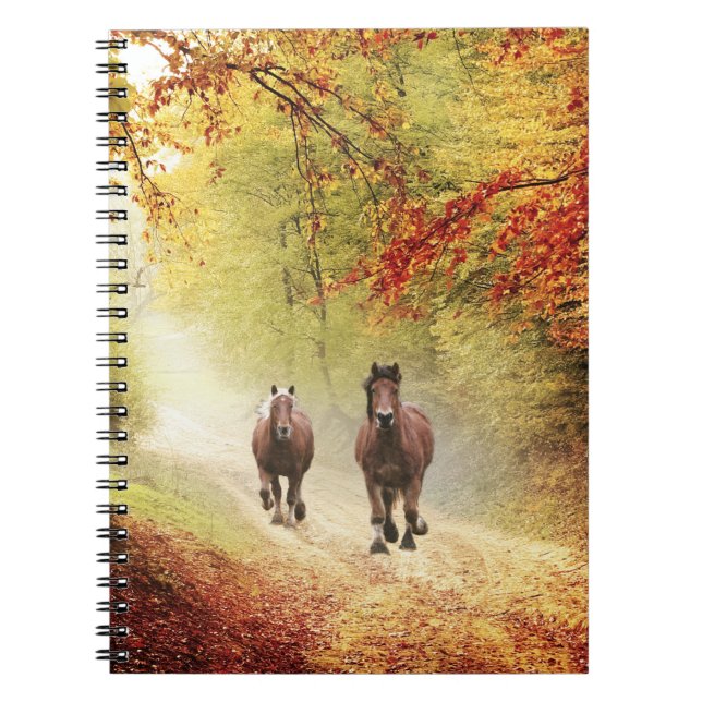 Autumn Rush Running Horses Notebook (Front)