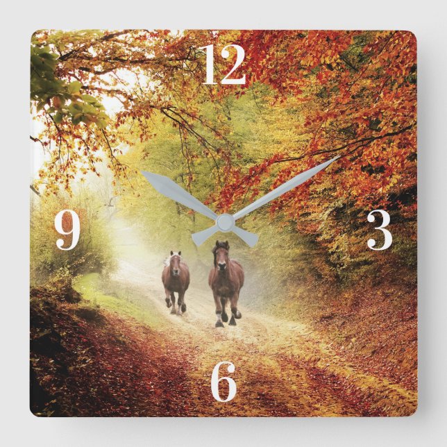 Autumn Rush Square Wall Clock (Front)