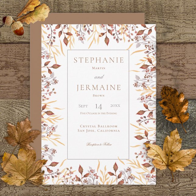 Autumn Rust & Brown Boho Modern Wedding Invitation (Creator Uploaded)