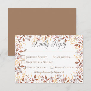 Autumn Rust & Brown Boho Modern Wedding RSVP Card
