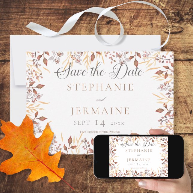 Autumn Rust & Brown Boho Modern Wedding Save The Date (Creator Uploaded)