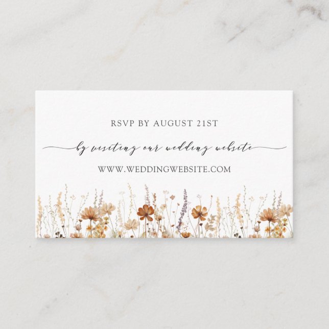 Autumn Rust Orange Wedding RSVP Online  Enclosure Card (Front)