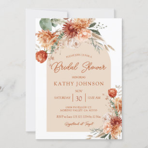 Autumn Rustic Arch Floral Fall Bridal Shower Invitation