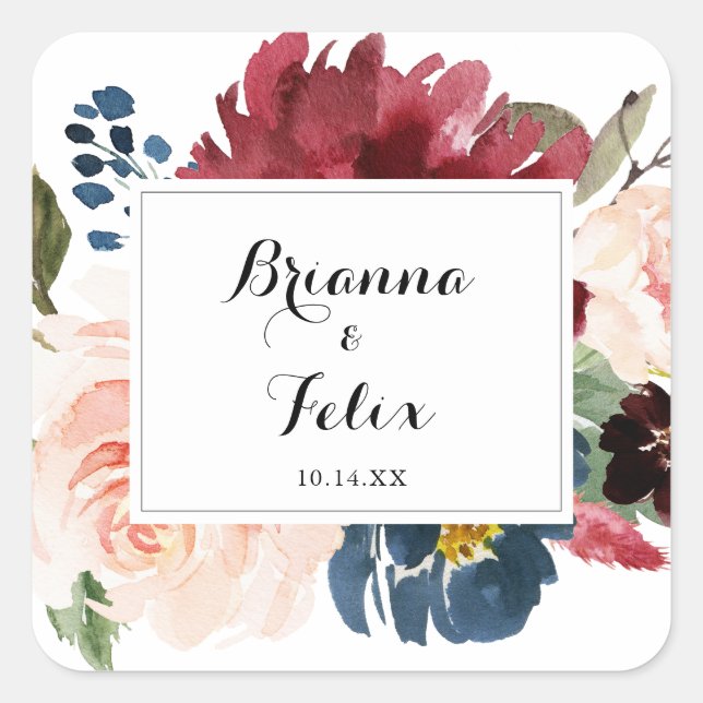 Autumn Rustic Calligraphy Wedding Envelope Seals (Front)