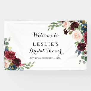 Autumn Rustic Dazzling Burgundy Bridal Shower Banner