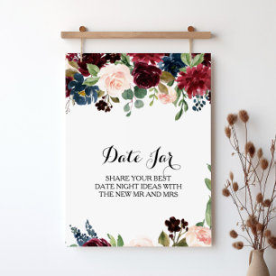 Autumn Rustic Dazzling Burgundy Date Jar Sign