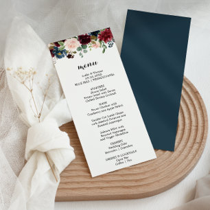 Autumn Rustic Dazzling Burgundy Dinner Menu Card