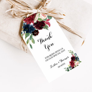 Autumn Rustic Dazzling Burgundy  Thank You Gift Tags