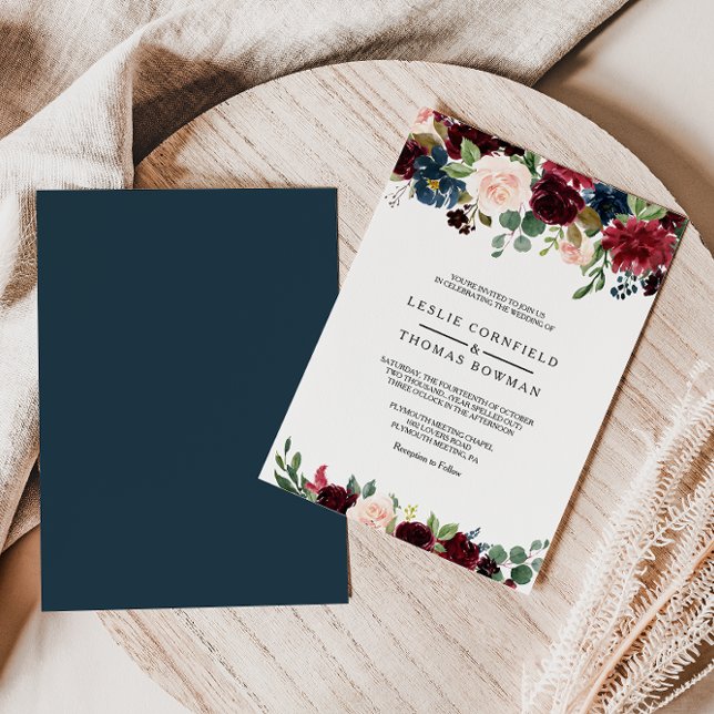 Autumn Rustic Dazzling Burgundy wedding Invitation (Creator Uploaded)