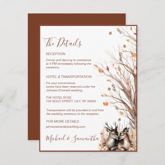 Autumn Rustic Deer Wedding Collection Enclosure Card (Front/Back)