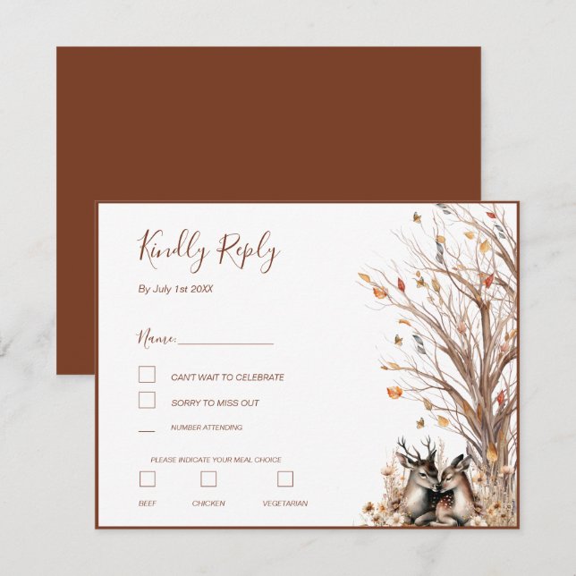 Autumn Rustic Deer Wedding Collection RSVP Card (Front/Back)