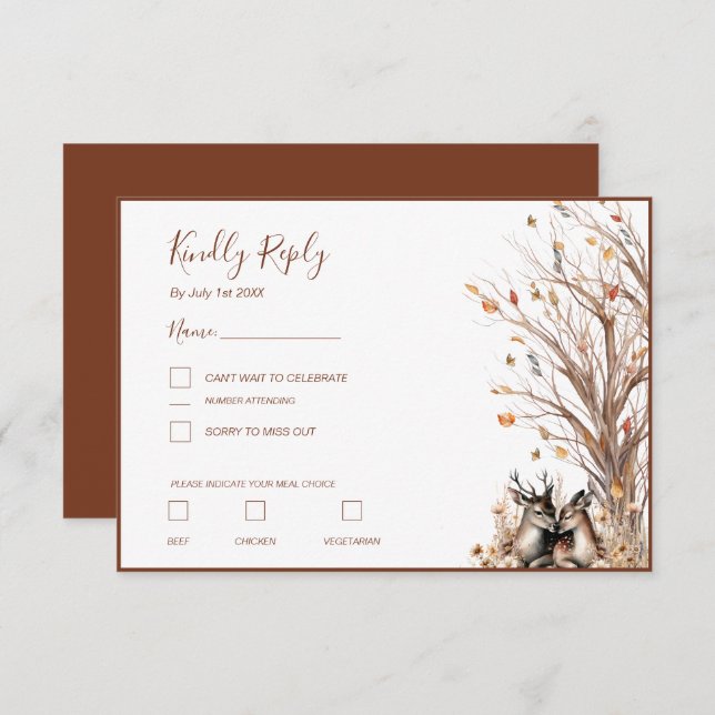 Autumn Rustic Deer Wedding Collection RSVP Card (Front/Back)