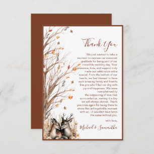 Autumn Rustic Deer Wedding Collection Thank You Card