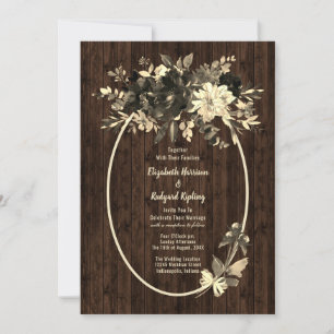 Autumn Rustic Dried Floral Spray Wedding Invitation