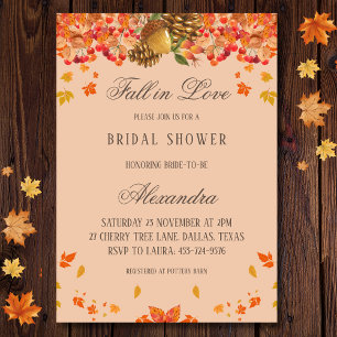 Autumn Rustic Fall in Love Bridal Shower Invitation