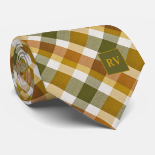 Autumn Rustic Fall Plaid Monogrammed Tie