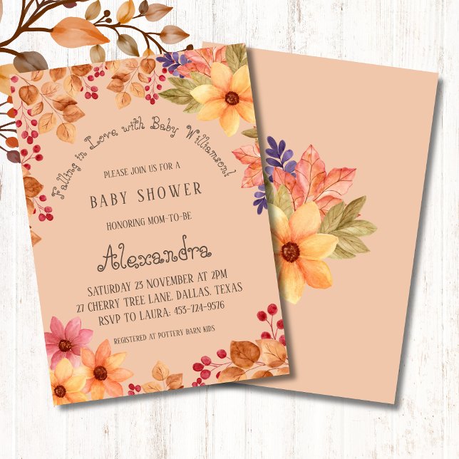Autumn Rustic Floral Falling in Love Baby Shower Invitation (Creator Uploaded)