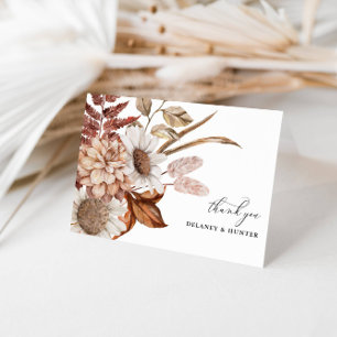 Autumn Rustic Floral Large Bouquet Thank You Card