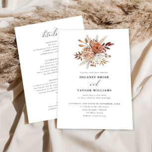 Autumn Rustic Floral, One Piece Wedding Invitation