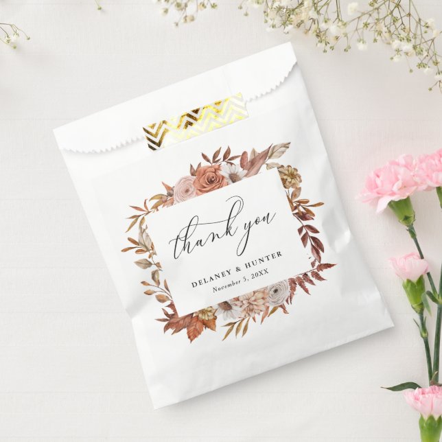 Autumn Rustic Floral Personalised Favour Bags (Sealed)