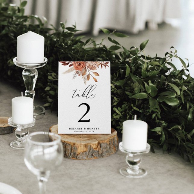 Autumn Rustic Floral Personalised  Table Number (Creator Uploaded)