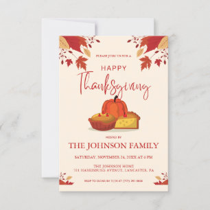 Autumn Rustic Floral Pumpkin Thanksgiving Dinner  Invitation