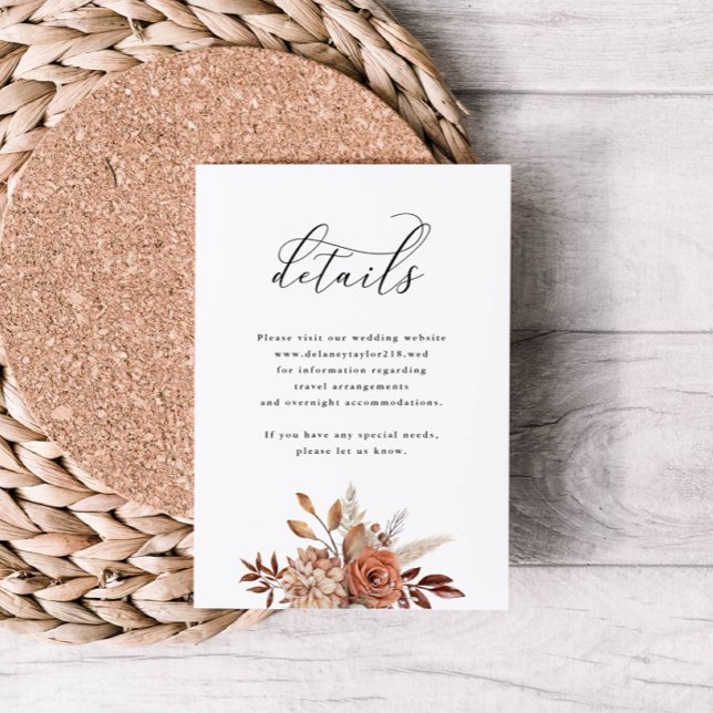 Autumn Rustic Floral, Wedding Detail Enclosure Card (Creator Uploaded)