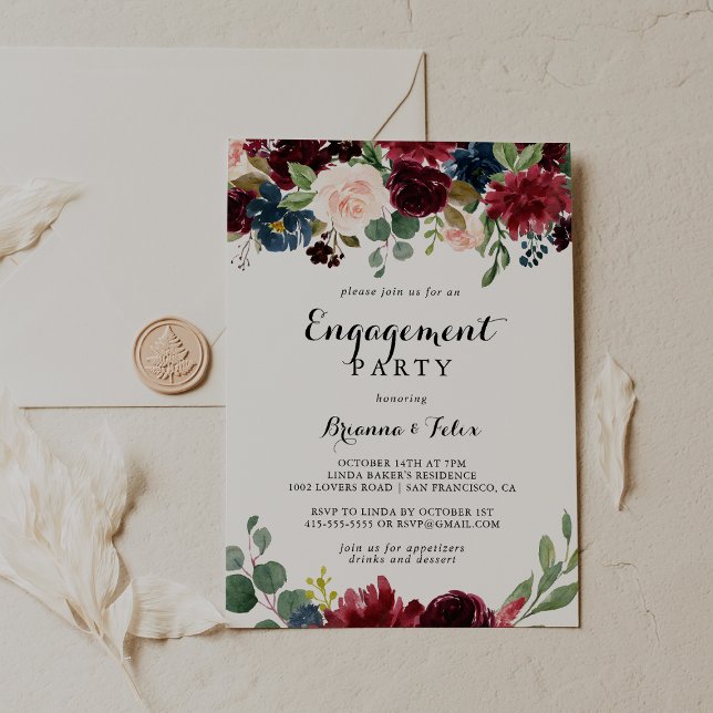 Autumn Rustic Modern Calligraphy Engagement Party Invitation (Creator Uploaded)