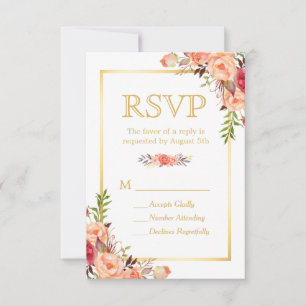 Autumn Rustic Orange Flowers Chic Gold RSVP