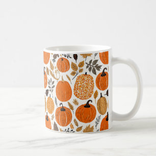Autumn Rustic Orange Pumpkins Foliage Pattern Coffee Mug