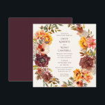 Autumn Rustic Plum Orange Floral Wedding Invitation<br><div class="desc">Autumn Rustic Plum Orange Floral Wedding Invitations features a gorgeous wreath with your custom monograms surrounded by flowers in plum, orange, terracotta, yellow and green on an off white background. Below is your personalised wedding information. Simply personalise by editing the text in the text boxes provided. Designed for you by...</div>