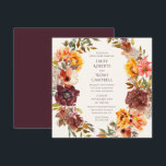 Autumn Rustic Plum Orange Floral Wedding Invitation<br><div class="desc">Autumn Rustic Plum Orange Floral Wedding Invitations features a gorgeous wreath with your custom monograms surrounded by flowers in plum, orange, terracotta, yellow and green on an off white background. Below is your personalised wedding information. Simply personalise by editing the text in the text boxes provided. Designed for you by...</div>