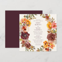 Autumn Rustic Plum Orange Floral Wedding
