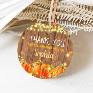 Autumn Rustic Pumpkin Patch Birthday Round Favour Tags
