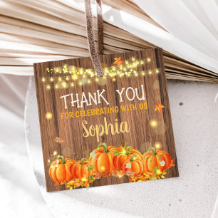 Autumn Rustic Pumpkin Patch Birthday Square Favour Tags