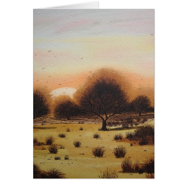 autumn rustic rural woodland Landscape art card (Front)