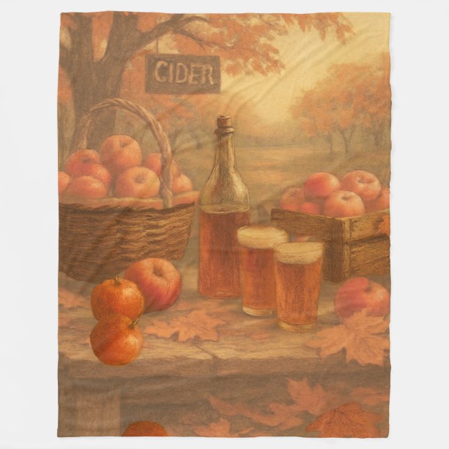 Autumn’s Pour - Rustic Cider Tasting Fleece Blanket (Front)