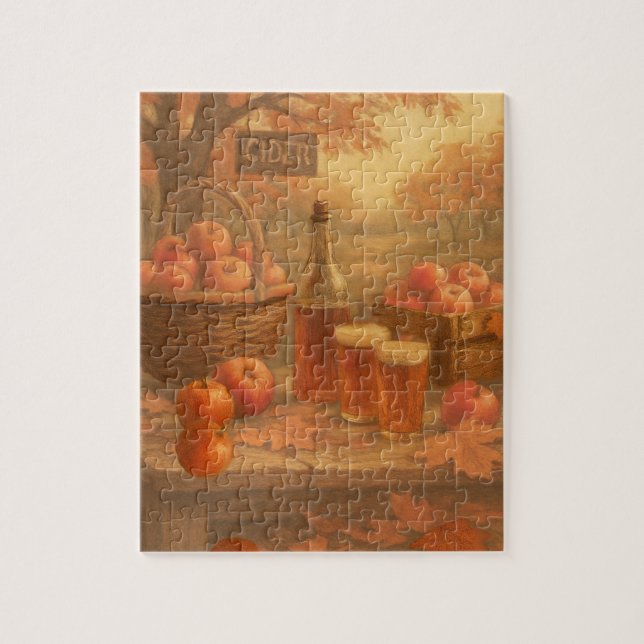 Autumn’s Pour - Rustic Cider Tasting Jigsaw Puzzle (Vertical)