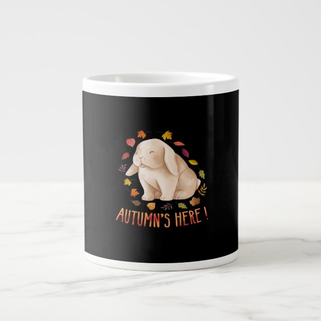 Autumn’s Says Cute Bunny Autumn It’s Fall Y’all Large Coffee Mug (Front)