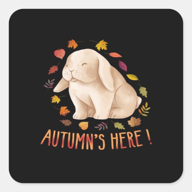 Autumn’s Says Cute Bunny Autumn It’s Fall Y’all Square Sticker (Front)