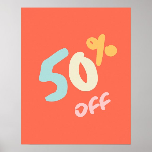 Autumn Sale Sign, Retail Store Signage, 50% Off Poster (Front)