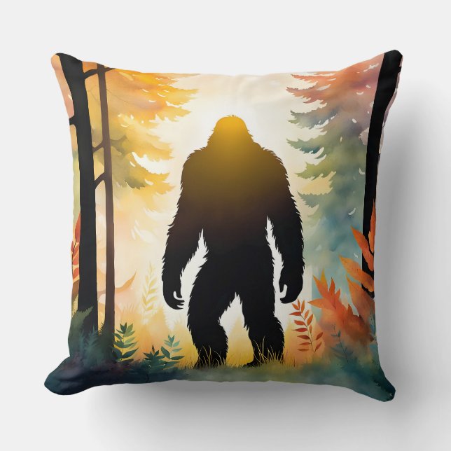 Autumn Sasquatch Colourful Landscape Cushion (Front)