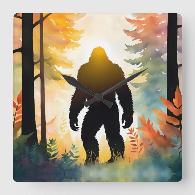 Autumn Sasquatch Colourful Landscape Square Wall Clock (Front)