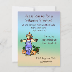 Autumn Scarecrow Pumpkin Invitations