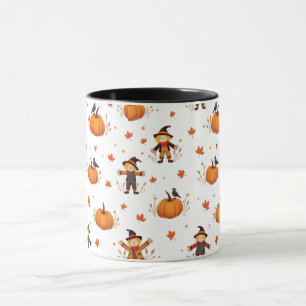 Autumn Scarecrow Pumpkin Pattern Mug