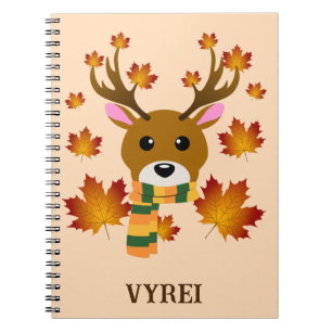 Autumn Scarf Deer Maple Leaves Notebook