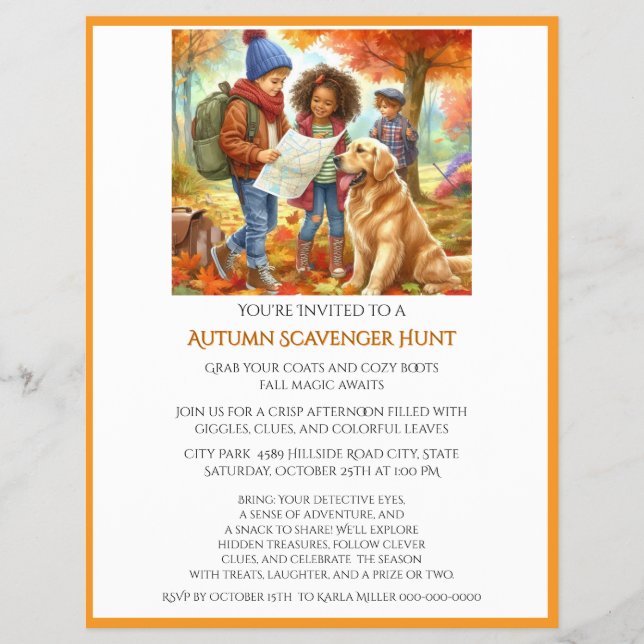Autumn Scavenger Hunt For Kids  Flyer (Front)