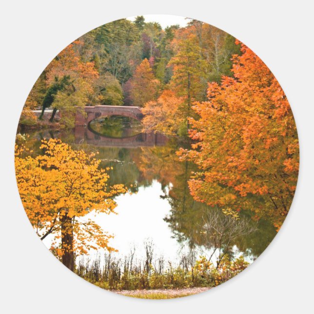 Autumn Scene Classic Round Sticker (Front)
